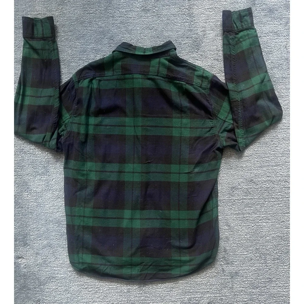 J Crew Shirt Men L Blue Green Slim Blackwatch Plaid Tartan Outdoors Country‎